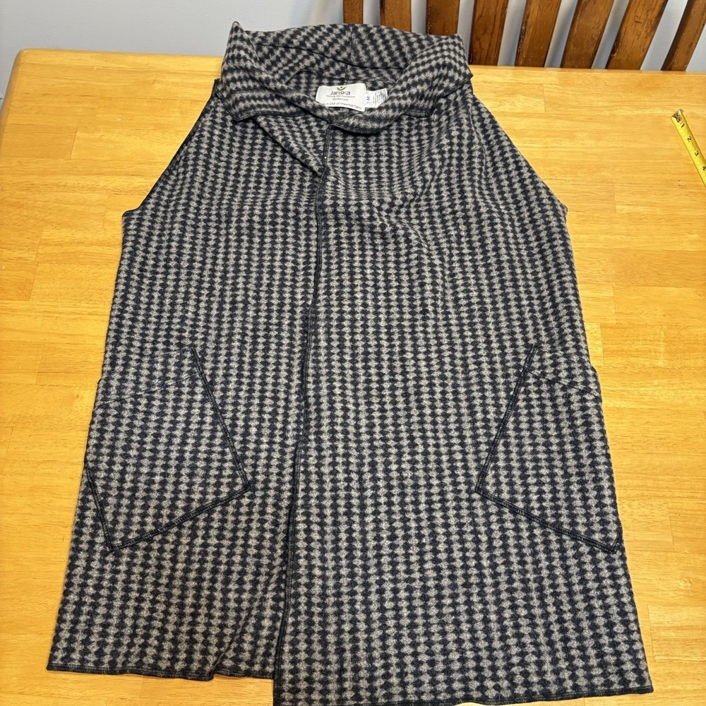 Janska Vest Jacket Womens Size M Medium Diamond Plaid Pattern Classic No Closure